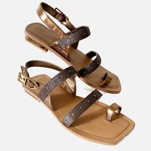 SARTO by Franco Sarto Ellis 2 Bronze Vegan Slingback Sandals with Toe Loop 8 1/2